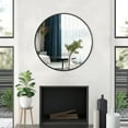 NeuType 32" Black Round Wall Mirror, Modern Aluminum Alloy Frame Accent ...