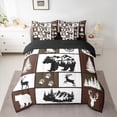 thumbnail image 2 of jejeloiu Safari Animal Bear 7-Piece Twin Bedding Sets,Bear Elk Silhouette Bedding Comforter Set,Nature Mountain Landscape Sheet Sets For Boys Kids,Microfiber Bedroom Decor Reversible, 2 of 8