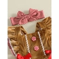 thumbnail image 6 of Baby Girl Christmas Outfit Gingerbread Fly Sleeve Bowknot Velvet Romper Dress Headband Set Newborn Infant Fall Winter Clothes, 6 of 10