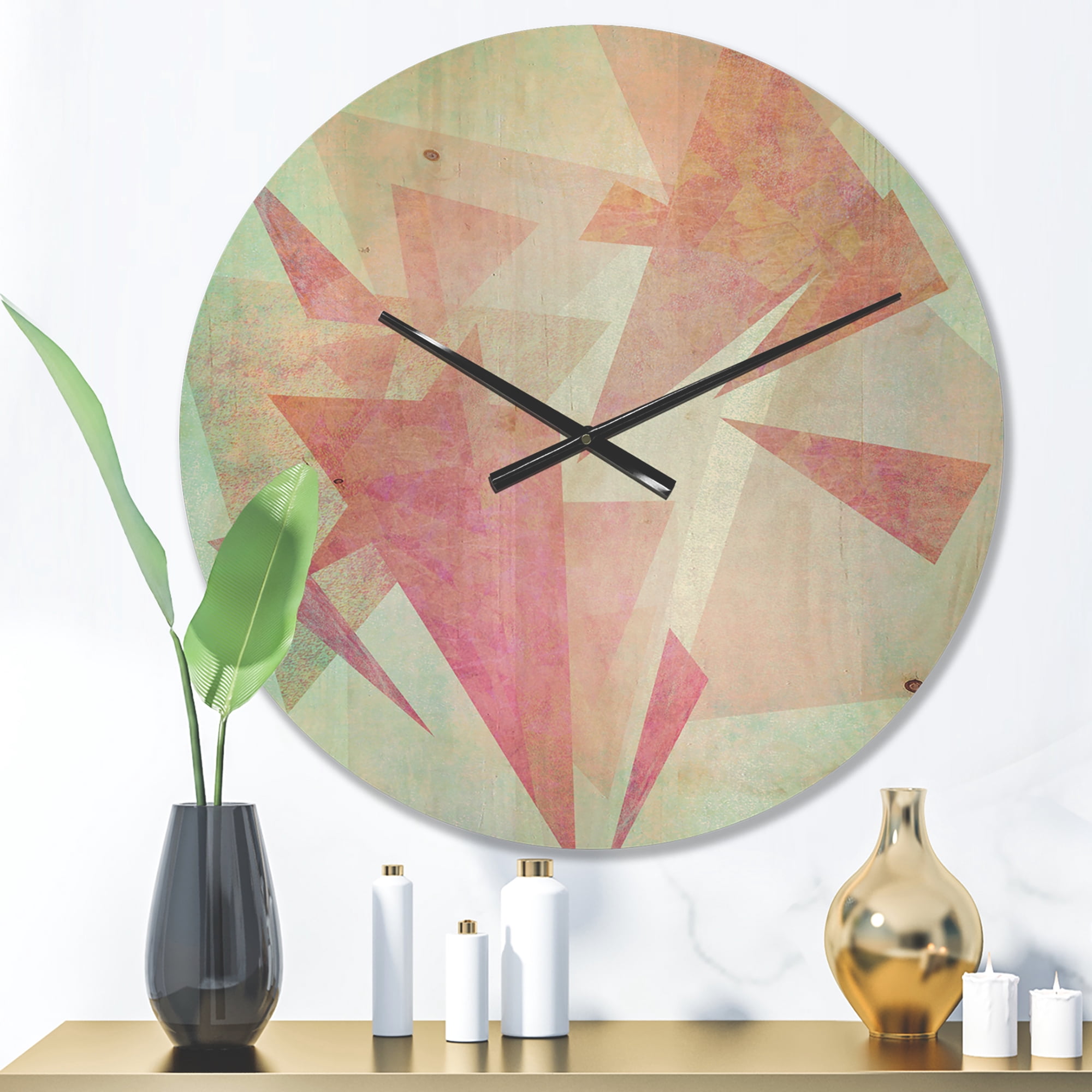 Designart 'Traditional Triangular ' Farmhouse Wood Wall Clock