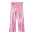 thumbnail image 6 of Jhaoyu Kids Girls Glitter Sequin Elastic Waist Bell Bottom Pants Hip Hop Performance Disco Party Pink 12, 6 of 7