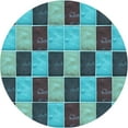 thumbnail image 1 of Ahgly Company Machine Washable Indoor Round Transitional Turquoise Green Area Rugs, 6' Round, 1 of 7