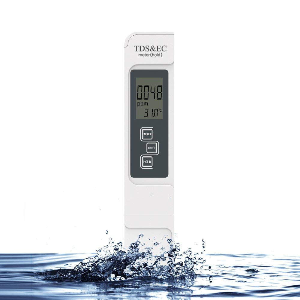0-9990ppm Aquarium/Swimming Pools/Hydroponics Ideal Water Test Meter for Drinking Water Water Quality Tester Amoner TDS Meter EC Meter & Temperature Meter 3 in 1 Digital Water Tester Pocket Size 