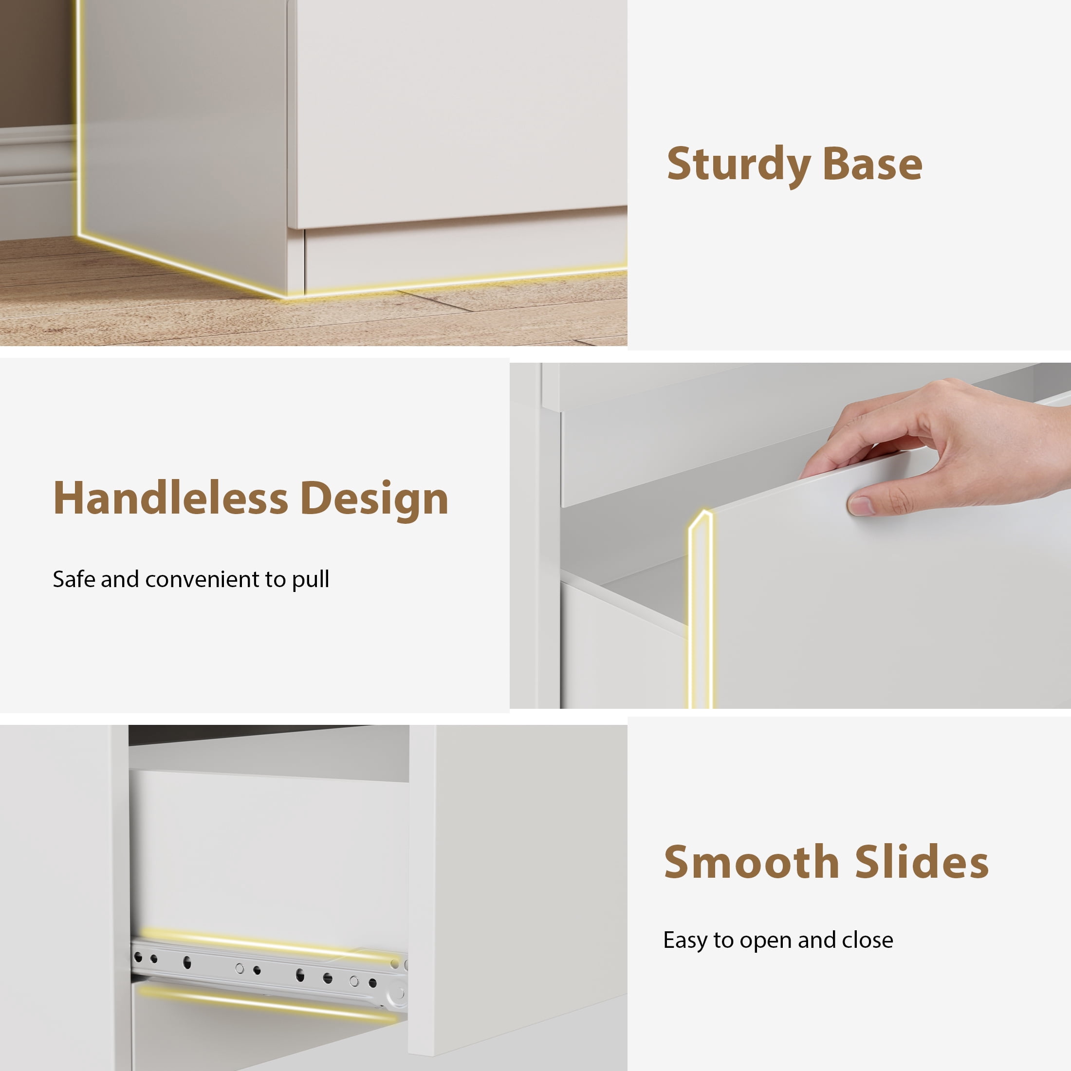 Hijob 5 Drawer Dresser, Modern Storage Cabinet for Bedroom, 40" Tall Chest Mid Century Vertical Dresser w/Natural Texture of Drawers for Living Room, Bed room, White
