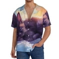 thumbnail image 7 of Lsque Colorful Cloud Sleeping Cat print Men's Cuban Collar Short Sleeve Shirt Summer Beachwear Casual Button Down Fashionable Vacation Leisure Shirt-X-Large, 7 of 7