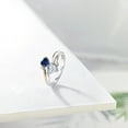 thumbnail image 4 of Gem Stone King 925 Silver and 10K Yellow Gold Blue Created Sapphire and Moissanite 2 Promise Couple Engagement Mother Ring (1.02 Cttw), 4 of 5
