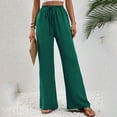 thumbnail image 7 of Sngxgn Woman Pants Women Casual Pants Solid Drawstring Elastic Waist Long Straight Pants(Green,L), 7 of 7