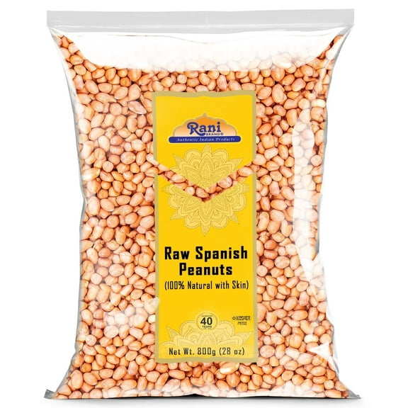 Rani Raw Spanish Peanuts 100% Natural with Skin (uncooked, unsalted) 28oz (1.75lbs) 800g ~ Vegan | Gluten Friendly | Fresh Product of USA | Kosher | Red-brown Skin