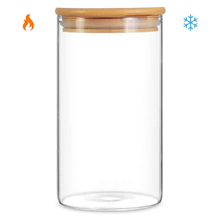 Set of 6 michin 32oz Kitchen Pantry Storage Glass Jars With Airtight Bamboo  Seal Lid Active 