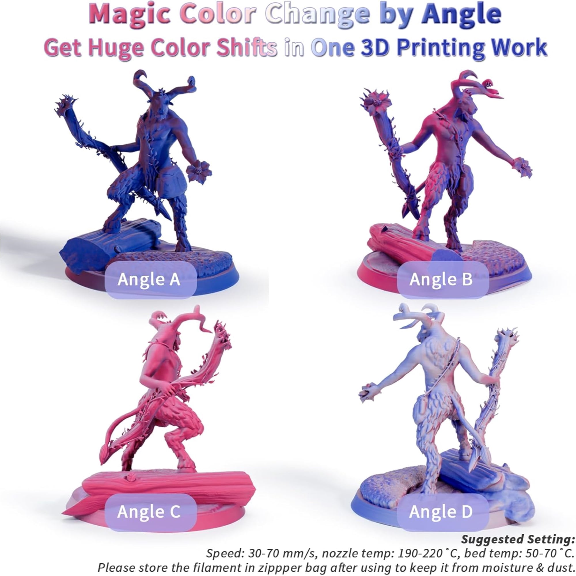 Ziro 3D Tri-color Matte PLA 1.75mm 1kg, Frosted Berry