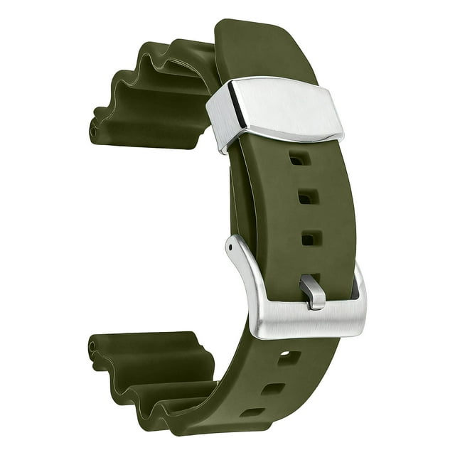 22mm Suitable for Precision SKX007 Turtle Metal Ring Rubber Strap Watch Strap with Raised Silicone Steel Ring Strap