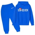 thumbnail image 3 of Girls Outfits Casual Printed Hoodie and Pants Two Piece Comfy Set Girls' Clothing Sets Blue 3-4T, 3 of 5