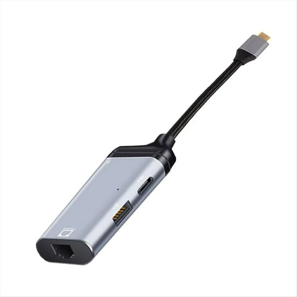Adaptador Convertidor de Puerto de Datos USB C Tipo-C A Gigabit Ethernet RJ45 Lan PD con Carga para TV y PC