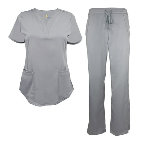 

NATURAL UNIFORMS Womens STRETCH SCRUB SET With V-NECK TOP