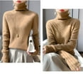 thumbnail image 7 of NMMUED Turtleneck Sweater Women Pullover Sweaters for Women Knit Sweater for Women Fitted Sweaters for Women, Gold L, 7 of 7