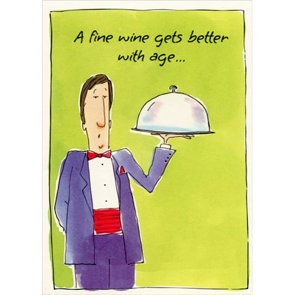 Designer Greetings Man Holding Serving Tray and Lid Funny / Humorous Insult Birthday Card