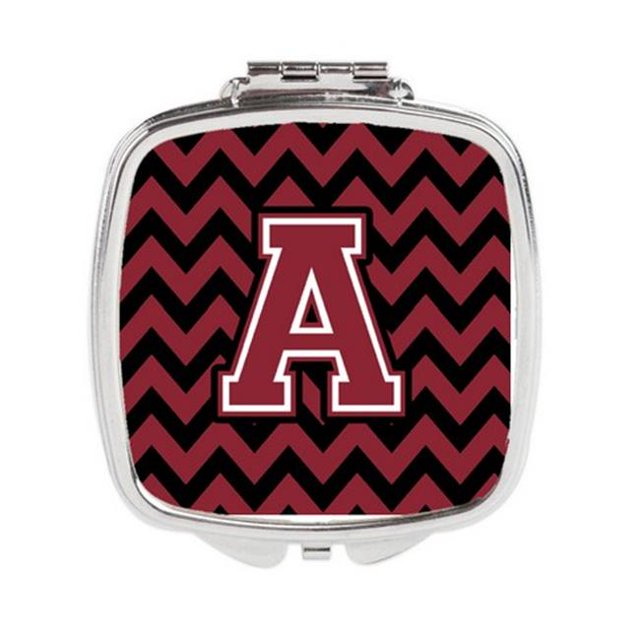 Carolines Treasures CJ1052-ASCM Letter A Chevron Grenat & Black Compact Mirror