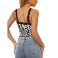 thumbnail image 3 of Lovito Casual Zebra V Neck Lace Zebra Tank Tops & Camis, 3 of 5