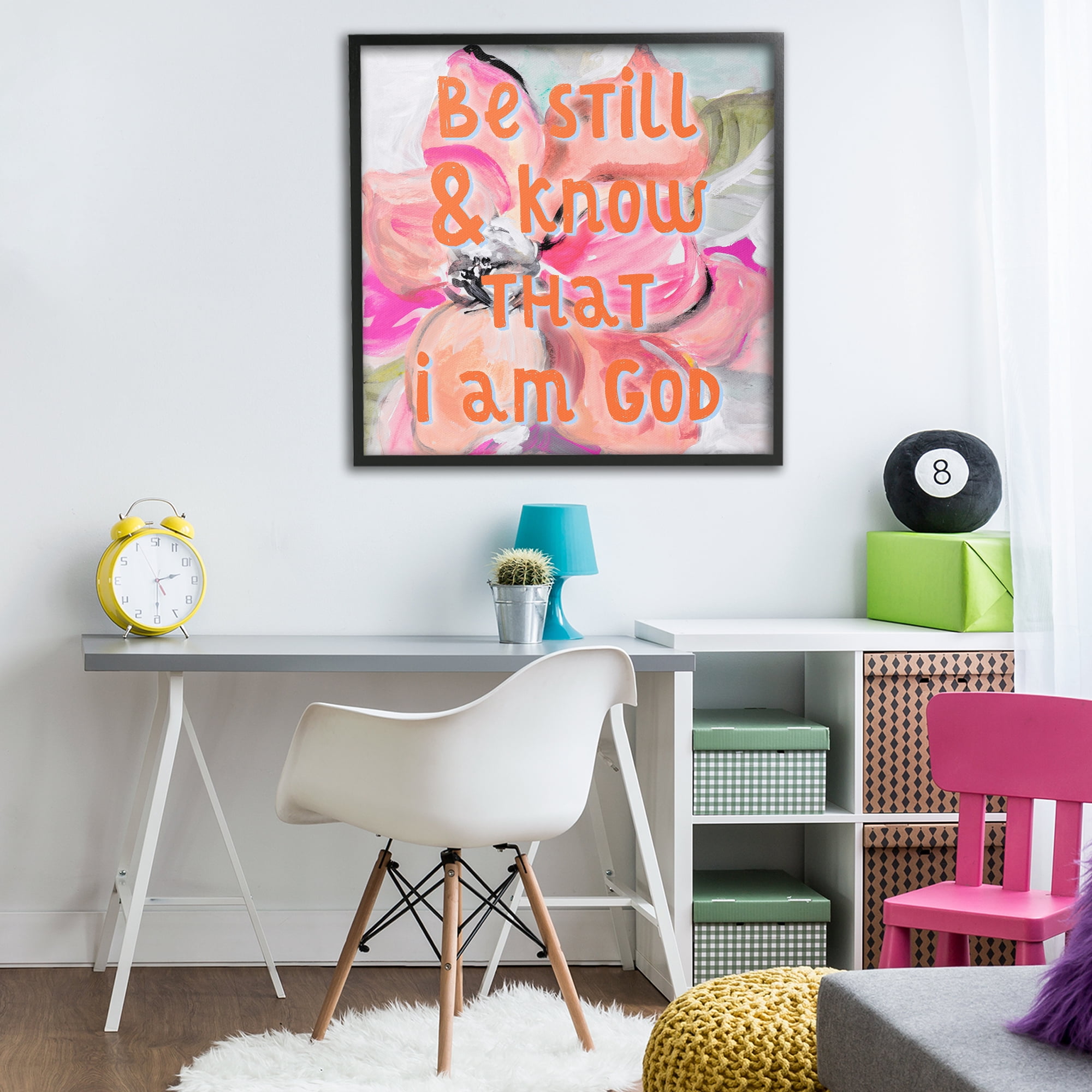Stupell Industries Bright Be Still Scripture Black Framed Giclee Art, design by Lanie Loreth