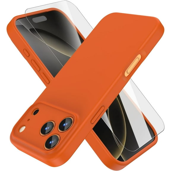 GALAPROX Compatible with iPhone 17 Pro Silicone Case 6.3 inch, Magnetic Liquid Silicone Protective Shockproof Bumper Rubber Gel Shell Cover-Orange