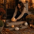thumbnail image 6 of Handcrafted Light Up Jack-O'-Lantern Halloween Decor, Pumpkin Centerpiece with String Lights for Dining Table, Mantel & Spooky Fall Home Display, 6 of 8