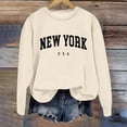 thumbnail image 4 of Arlun Oversized Los Angeles Sweatshirts for Women Trendy Plus Size Crewneck Letter Print Pullovers Loose Fit Comfortable Soft Basic Trendy Hoodless Tops Beige L, 4 of 4