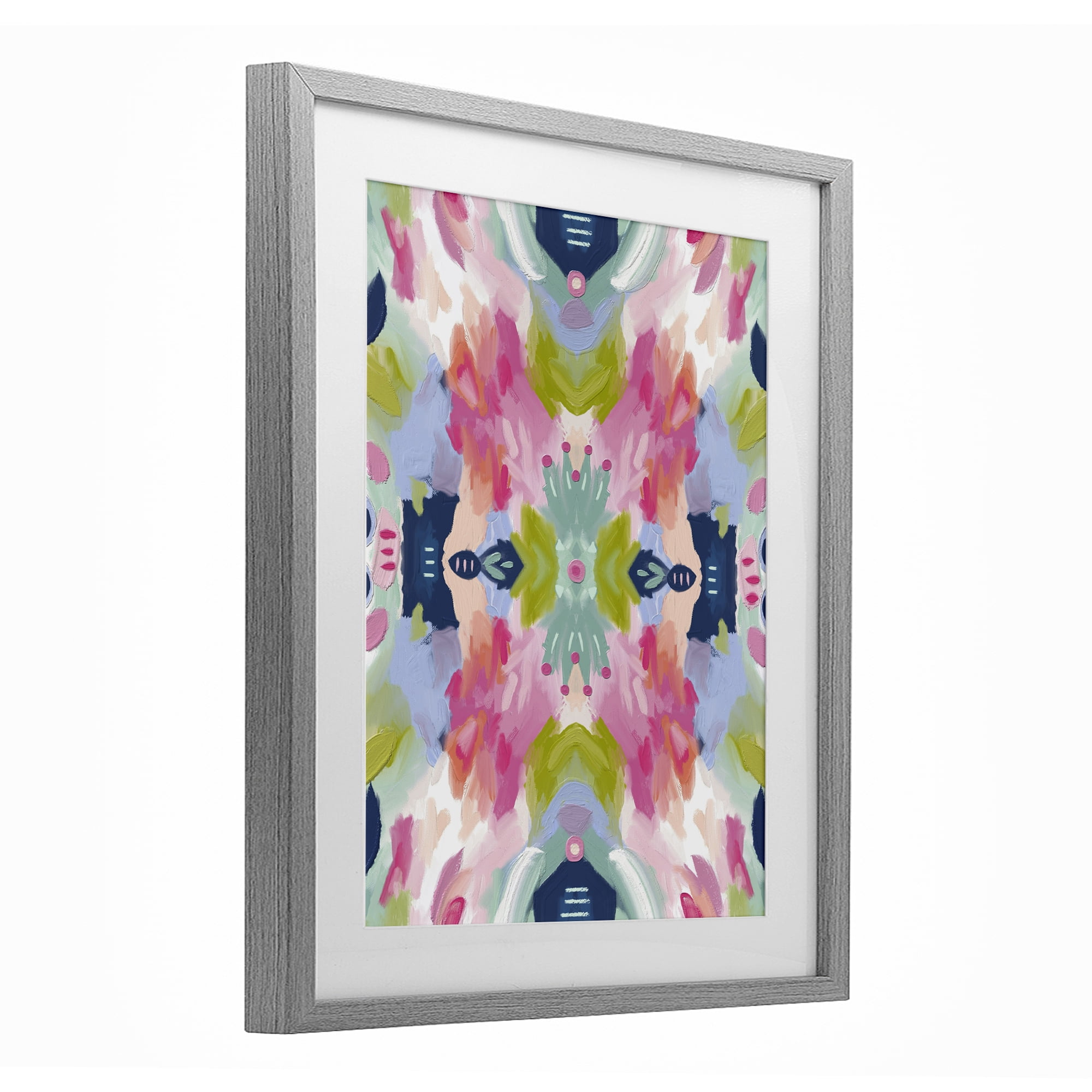 Stupell Industries Kaleidoscopic Floral Mandala Gray Framed Print Under Glass, design by Lisa Nohren