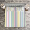 thumbnail image 3 of Ambesonne Pastel Quilted Bedspread Set 3 Pcs, Striped Classic Pattern, Queen Size, Multicolor, 3 of 3