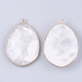 thumbnail image 2 of Natural Quartz Crystal Pendants Rock Crystal Pendants with Brass Findings Faceted teardrop Golden 44~45x31.5x8mm Hole: 2.5mm, 2 of 2