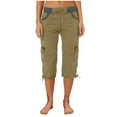 thumbnail image 2 of Cargo Capri Pants for Women Summer Lightweight Hiking Sweatpant Drawstring Cropped Beach Trousers with Pockets Comfort Vintage Capri Jeans Tummy Control Workout Pants, 2 of 6