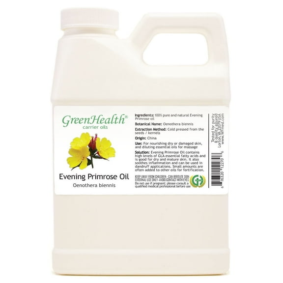 GreenHealth Evening Primrose Carrier Oil White Plastic Jug with Cap 16 fl oz