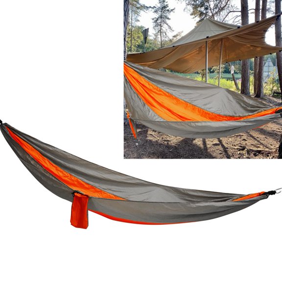 Portable Hammock with Tie Rope Widened Hanging Swing for Indoor Outdoor Camping Silver Gray Orange