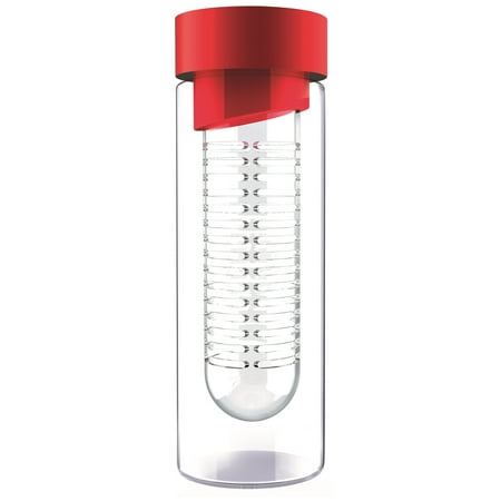 Ad-N-Art SWG11-RED/RED Flavour It-Glass Water Bottle Fruit Infuser in Red
