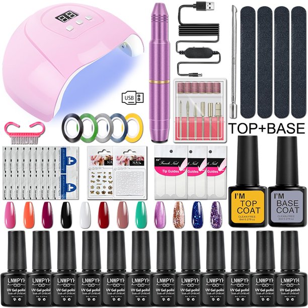 Manicure Set For Nail Extensions Gel Nail Polish Set Acrylic Kit Poly Nail Gel Set With UV Nail Lamp Dryer Nail Drill Nail Tools qiuyongming unisex