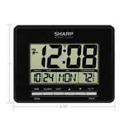 SHARP Digital Atomic Clock, Atomic Accuracy, Date, Temperature, Black Case, LCD Display