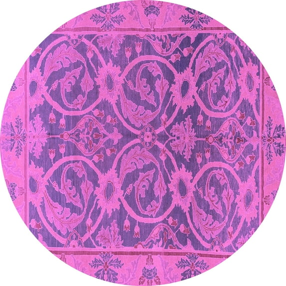 Ahgly Company Indoor Round Abstract Purple Modern Area Rugs, 4' Round