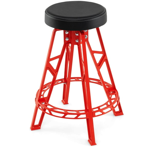 Costway 28 Inch Swivel Shop Stool with Round Padded Seat for Work Shop and Auto Repair Red   Black