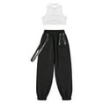 thumbnail image 3 of vastwit Kids Girls Hip Hop Dance Outfit Crop Tank Top with Chain Pocket Pants Jogger Athletic Sports Ivory 14, 3 of 7