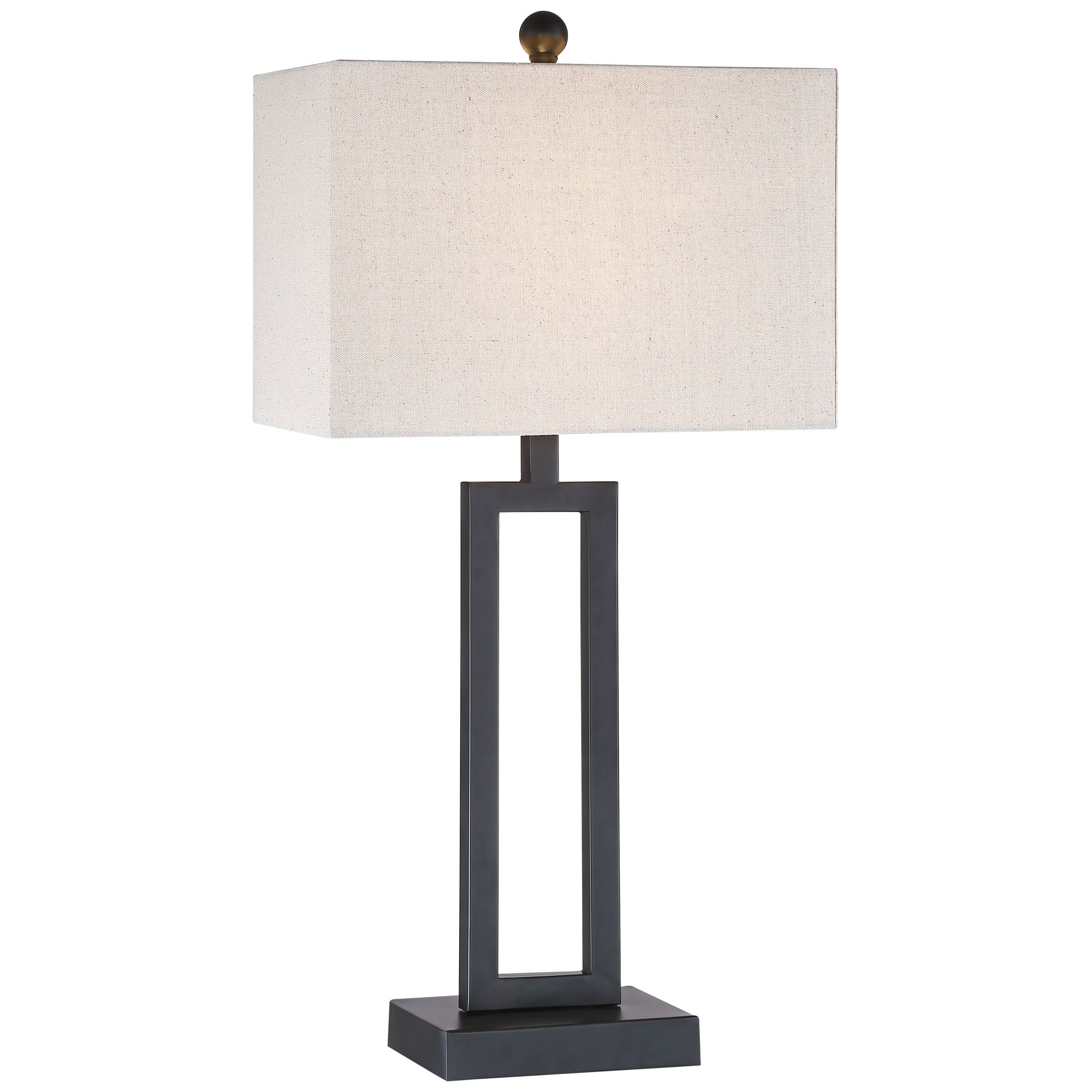 360 Lighting Aston 26" High Open Rectangle Modern Table Lamp Black Finish Metal Single Off-White Shade Living Room Bedroom Bedside