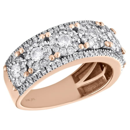 diamond band gold cluster mens rose ring 10k solitaire ct flower