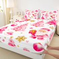 thumbnail image 5 of Manfei Santa Queen Sheets Christmas Queen Sheet Sets, Maroon Cream 4-Piece (1 Flat Sheet, 1 Fitted Sheet and 2 Pillowcases), 5 of 6