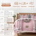 thumbnail image 6 of Pink Castle Bedding Duvet Cover Set Twin Size 4 Pieces Christmas Wreath with Bow Tie Xmas Gifts Bedding Set with Zipper Closure, 1 Comforter Cover 68x86 Inches 1 Flat Sheet & 2 Pillow Cases, 6 of 7