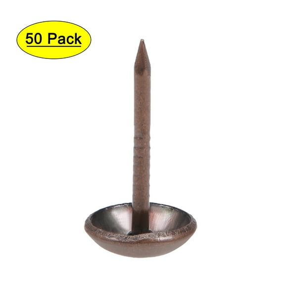 Uxcell 0.35''x0.67'' Upholstery Nails Tacks Round Thumb Push Pins Iron Copper Tone 50Pcs