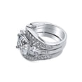 thumbnail image 3 of BERRICLE Sterling Silver 3-Stone Wedding Engagement Rings 4.1 Carat Asscher Cut Cubic Zirconia CZ Ring Set for Women, Rhodium Plated Size 9, 3 of 9