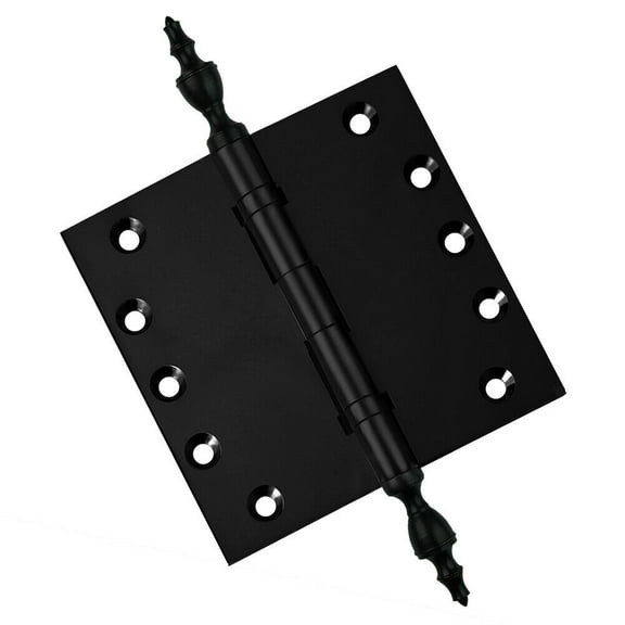 EMBASSY Door Hinge 5 x 5 Solid Brass Matte Black with Urn Tips