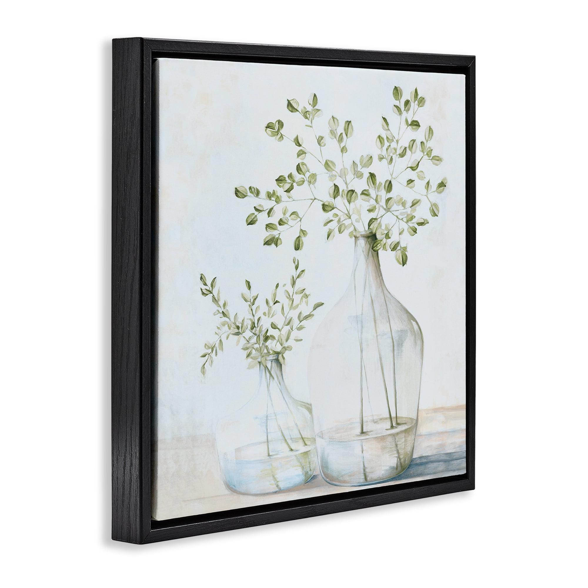 Stupell Industries Charming Vase Still Life Botanical & Floral Painting Black Floater Framed Art Print Wall Art, 25 x 25