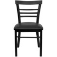 thumbnail image 3 of HERCULES Series Black Three-Slat Ladder Back Metal Restaurant Chair - Black Vinyl Seat, 3 of 9