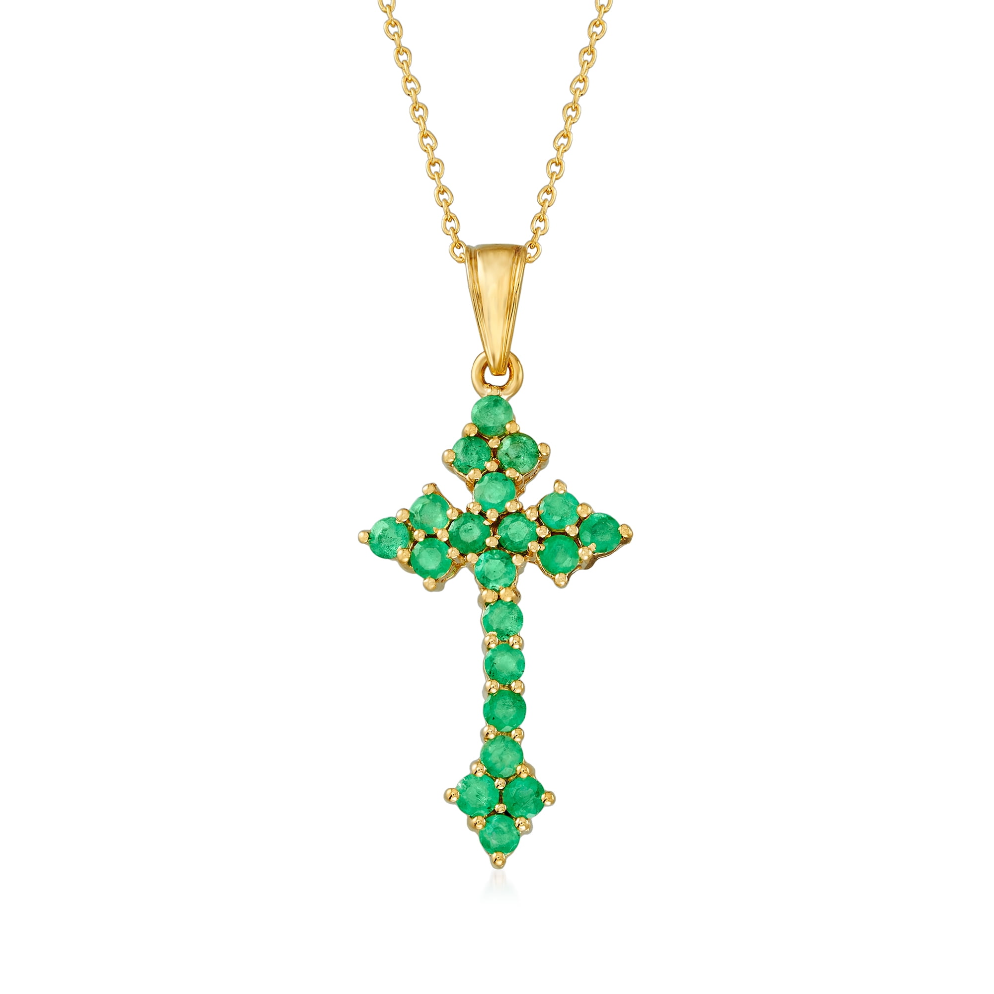 RossSimons RossSimons 1.90 ct. t.w. Zambian Emerald Cross Pendant