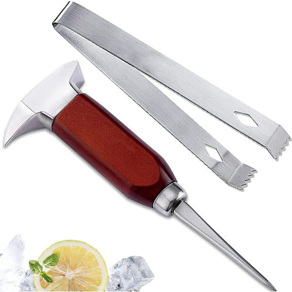 Stainless Steel Ice Crusher with Wooden Handle, Japanese Style Ice Chipper for Bars and Home - 7 Inch