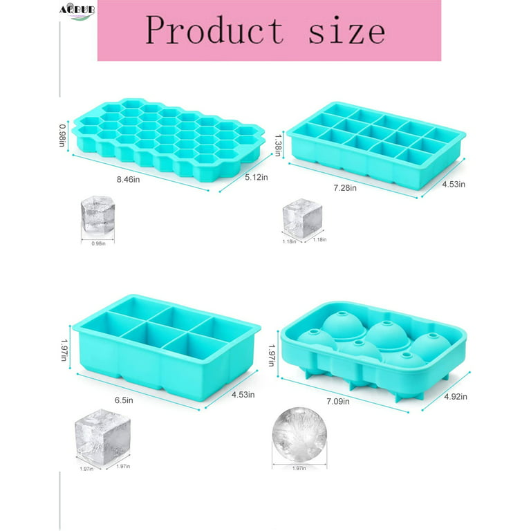 Whiskey ice tray, 4 boxes with cover, easy release silicone large